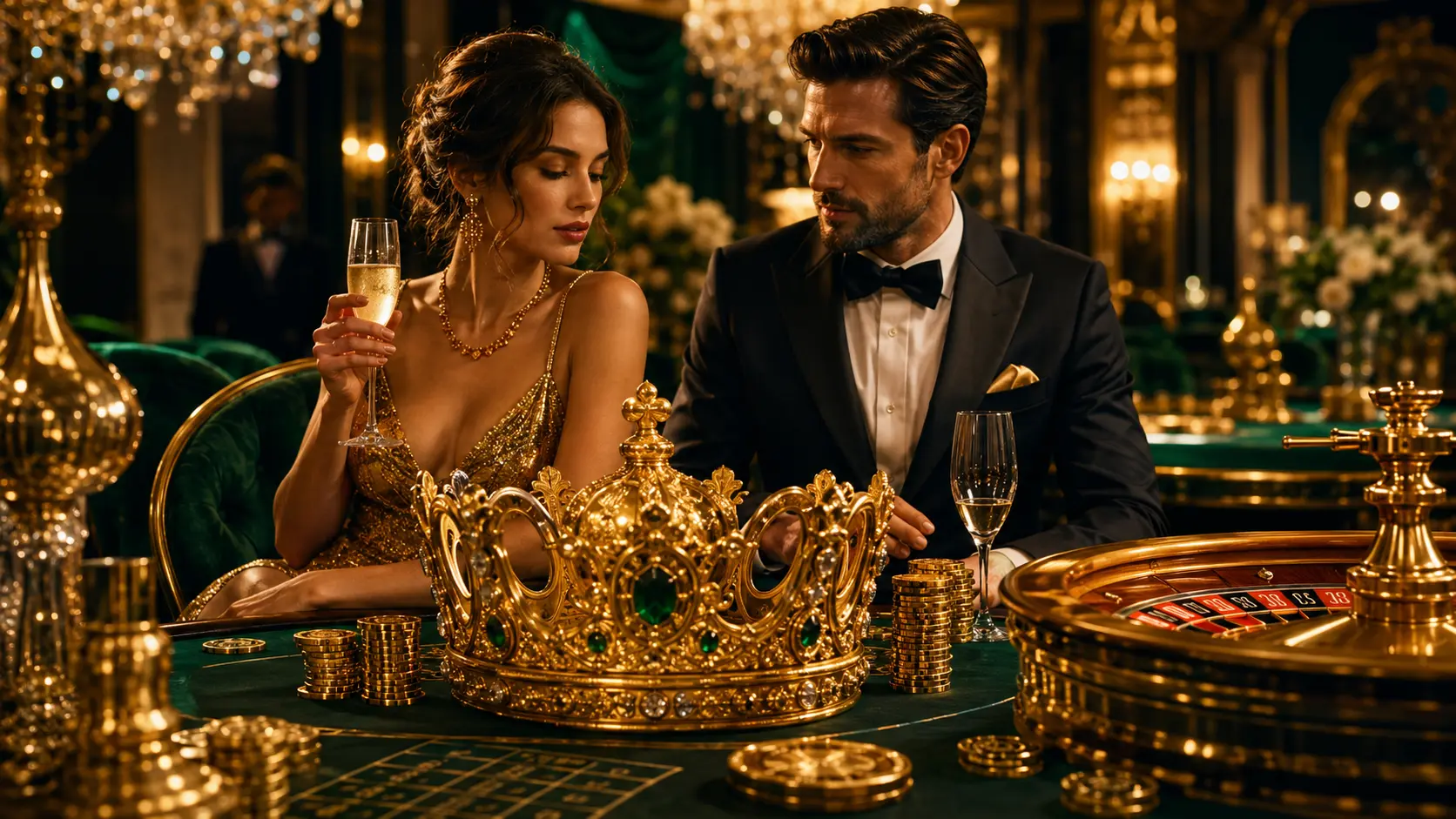 Golden Crown Casino brand artwork: gold crown on the table